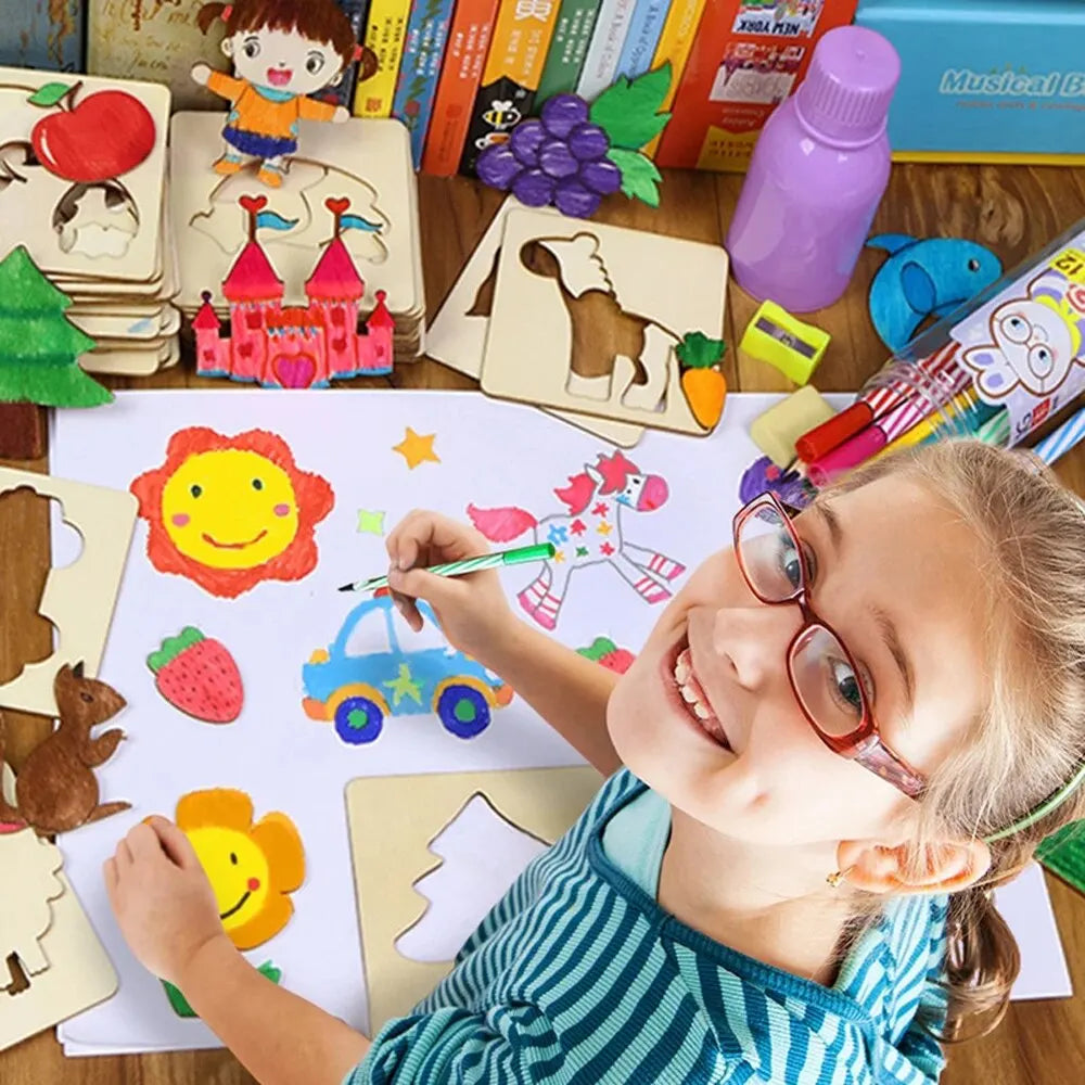 Creative Kids Wooden Stencil Set – Montessori Learning Fun!