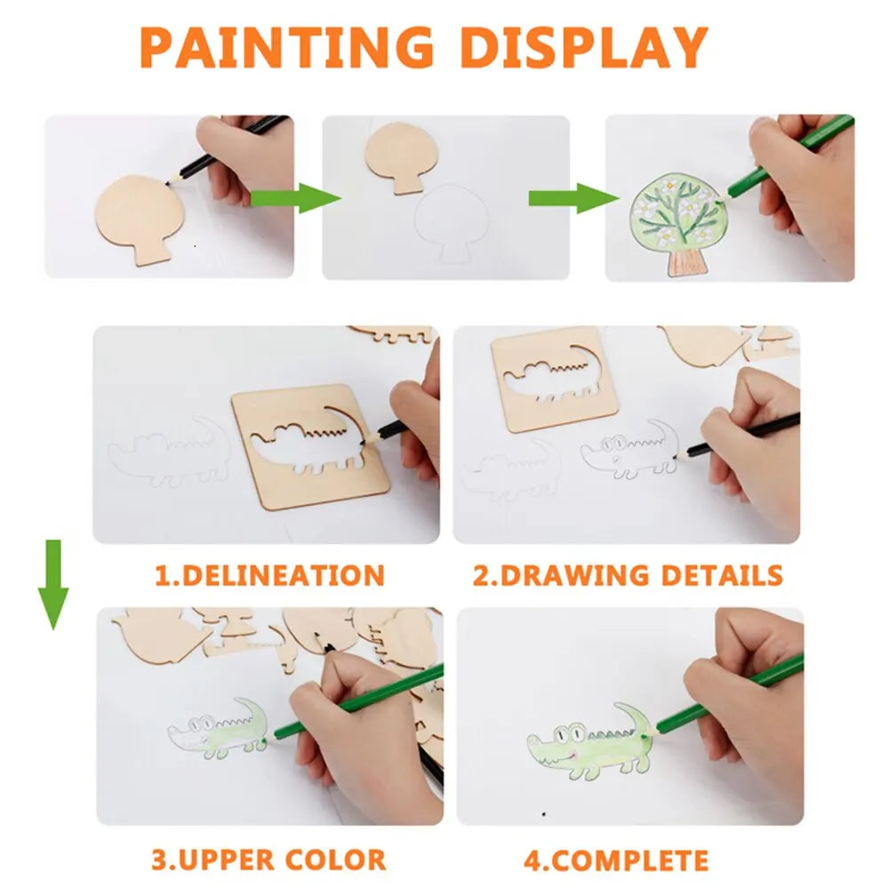 Creative Kids Wooden Stencil Set – Montessori Learning Fun!