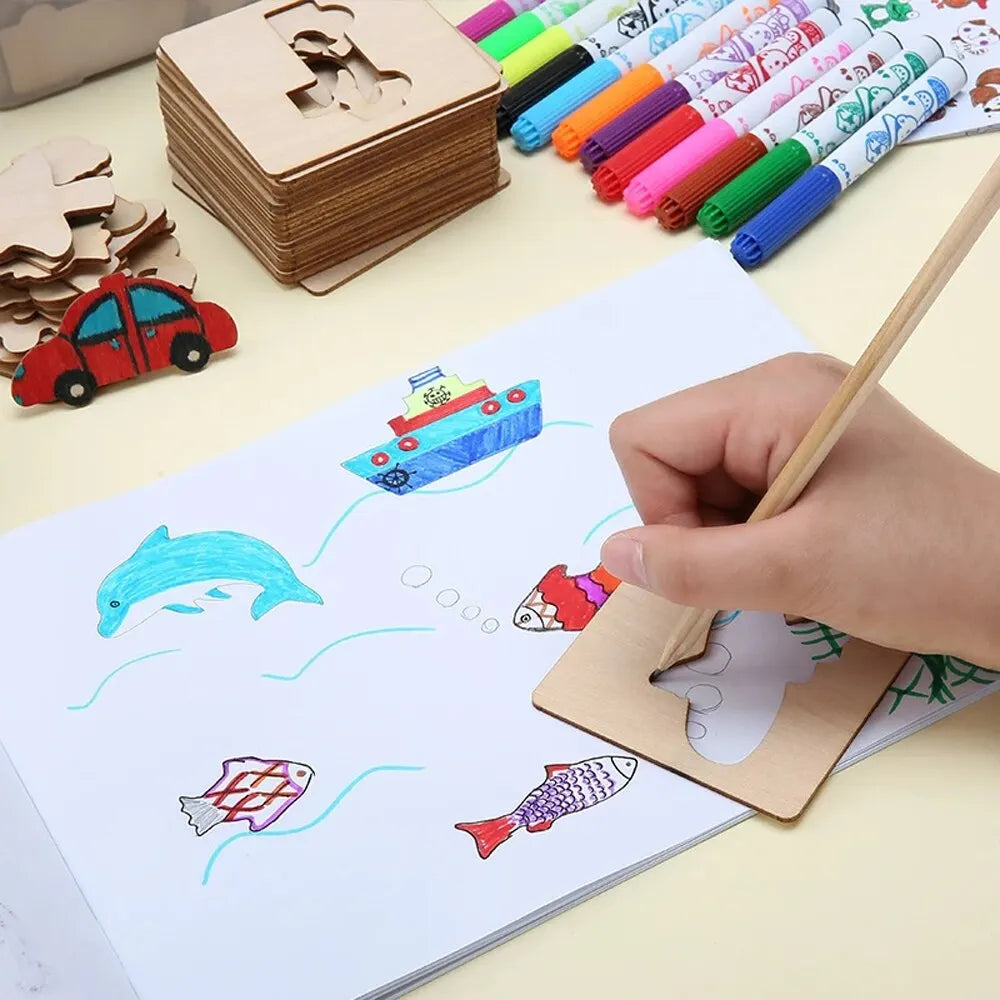 Creative Kids Wooden Stencil Set – Montessori Learning Fun!