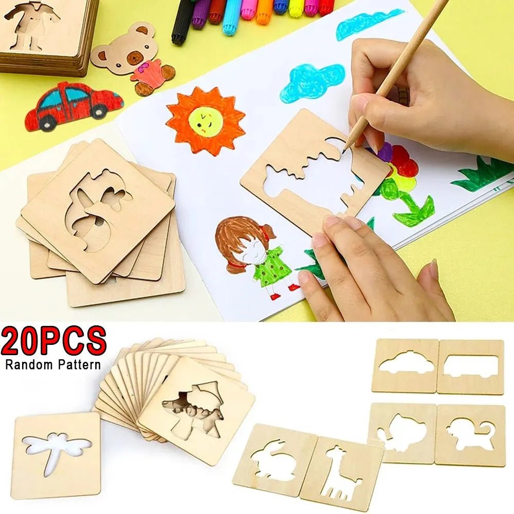 Creative Kids Wooden Stencil Set – Montessori Learning Fun! - Toys Market