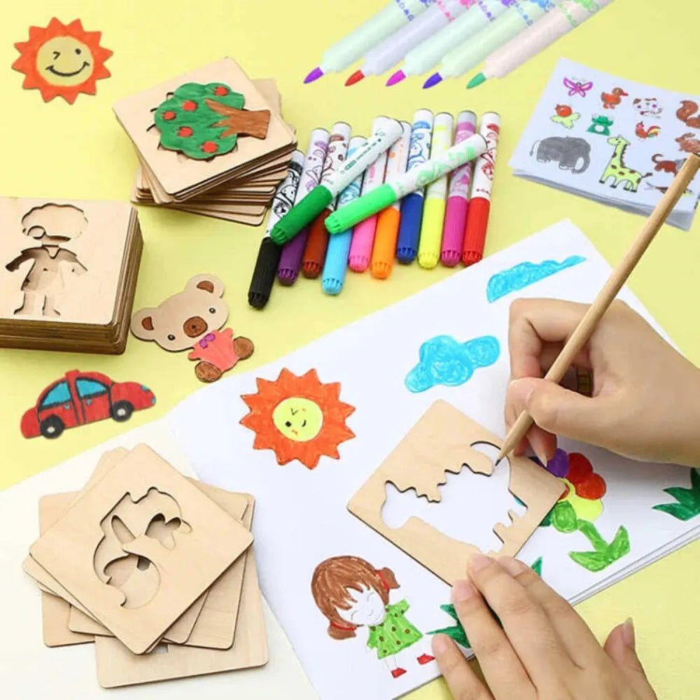 Creative Kids Wooden Stencil Set – Montessori Learning Fun! - Toys Market