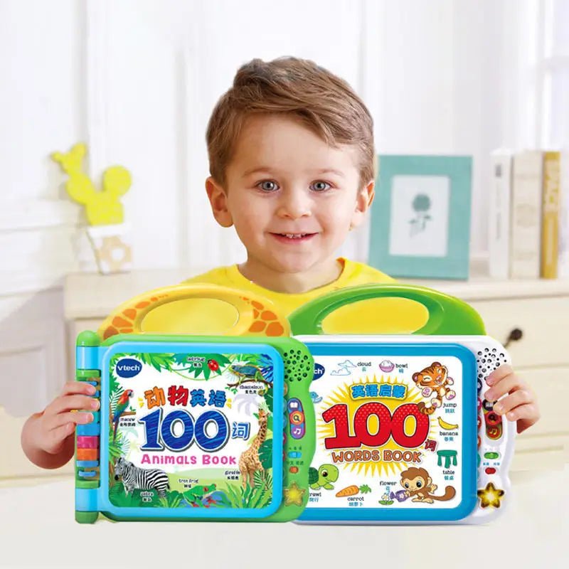 English Bilingual 100 Word Language Early Education Learn Machine Audio Book Animal Sound Cognative Smart Touch Read Toy Gift - Toys Market