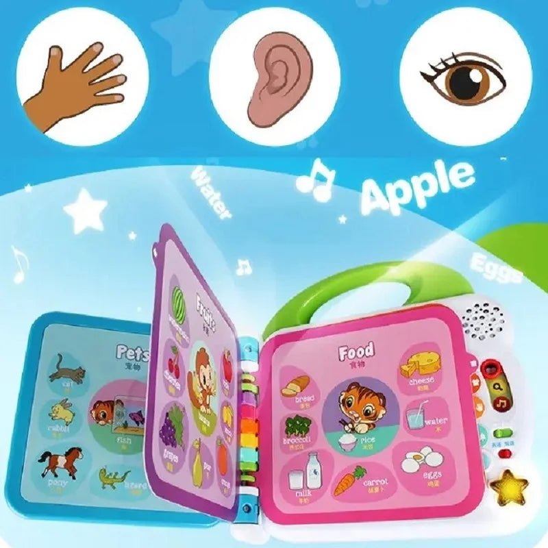 English Bilingual 100 Word Language Early Education Learn Machine Audio Book Animal Sound Cognative Smart Touch Read Toy Gift - Toys Market