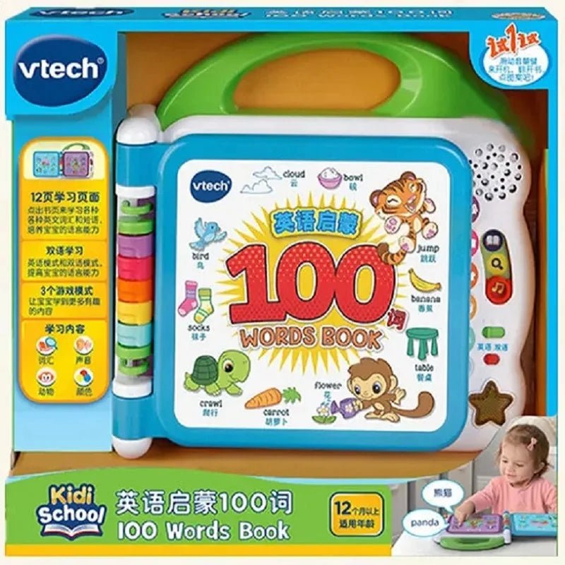 English Bilingual 100 Word Language Early Education Learn Machine Audio Book Animal Sound Cognative Smart Touch Read Toy Gift - Toys Market