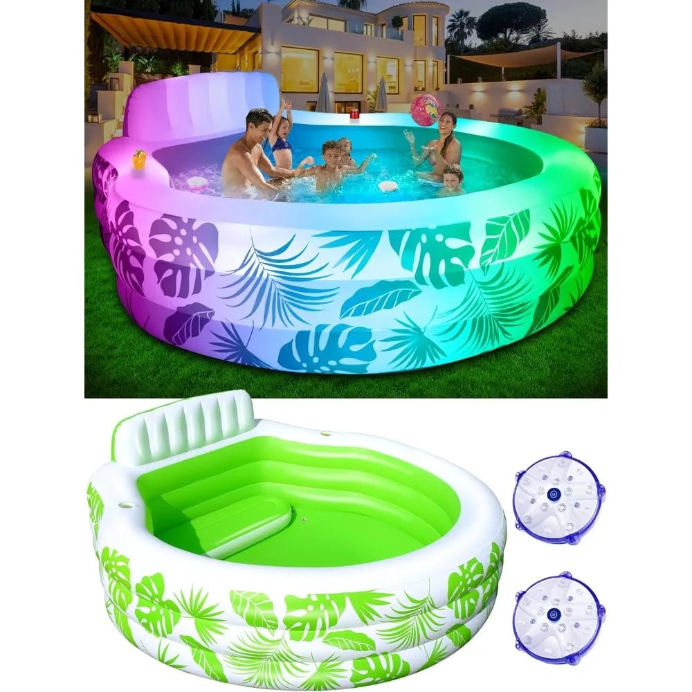 GlowFloats XL – 2024 Oversized Inflatable Pool with Seats & Lights for Ultimate Family Lounging! - Toys Market