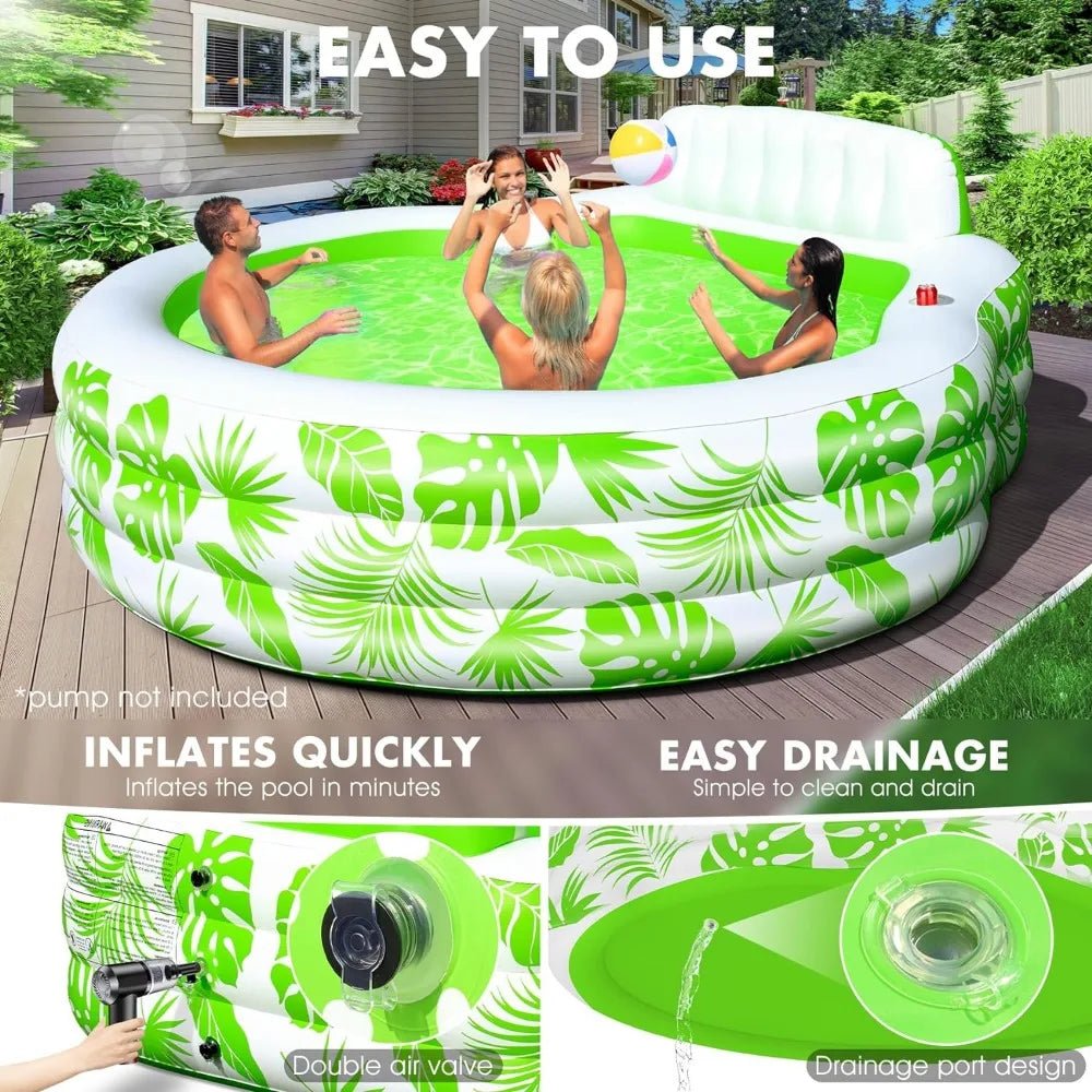 GlowFloats XL – 2024 Oversized Inflatable Pool with Seats & Lights for Ultimate Family Lounging! - Toys Market