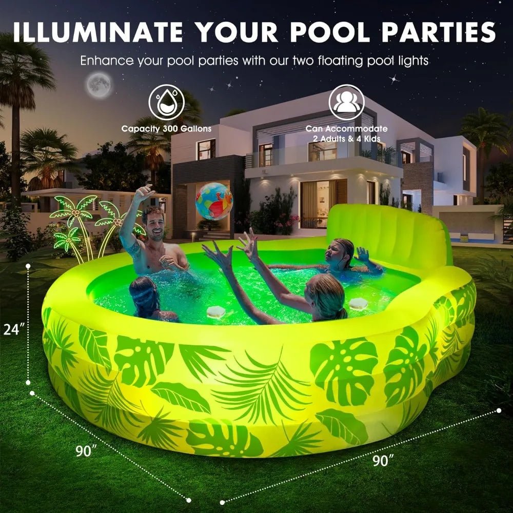 GlowFloats XL – 2024 Oversized Inflatable Pool with Seats & Lights for Ultimate Family Lounging! - Toys Market