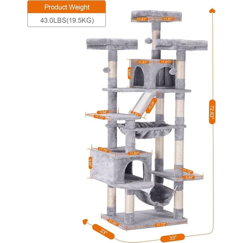 Heybly 73” Luxury Cat Tower – Heavy Duty Purrfect Perch! - Toys Market