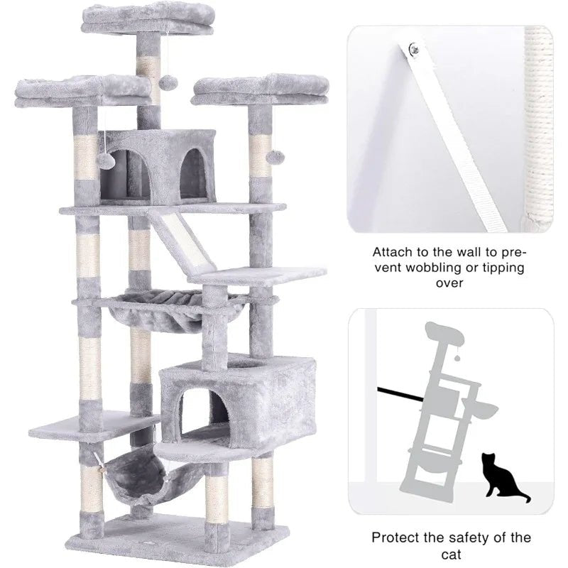 Heybly 73” Luxury Cat Tower – Heavy Duty Purrfect Perch! - Toys Market