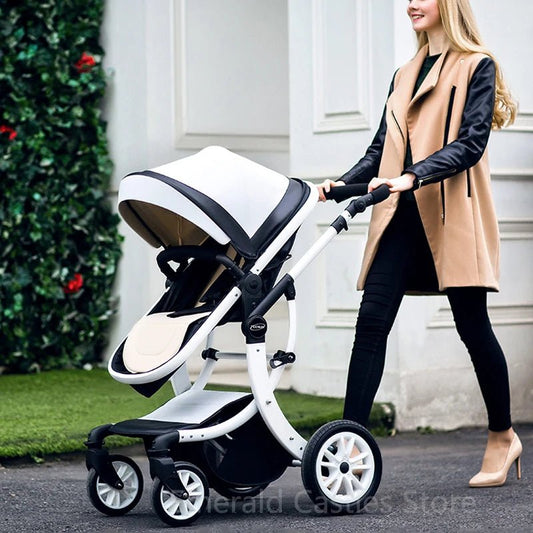 Luxurious 2 - in - 1 Leather Baby Stroller & Car Seat Combo - Toys Market