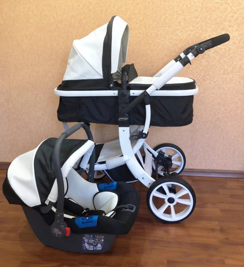 Luxurious 2 - in - 1 Leather Baby Stroller & Car Seat Combo - Toys Market