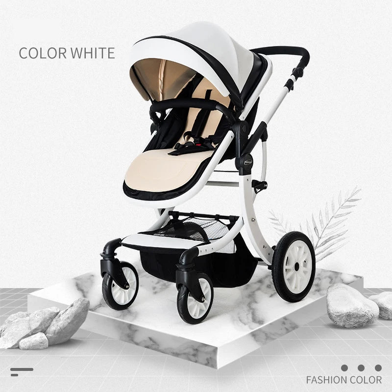 Luxurious 2 - in - 1 Leather Baby Stroller & Car Seat Combo - Toys Market