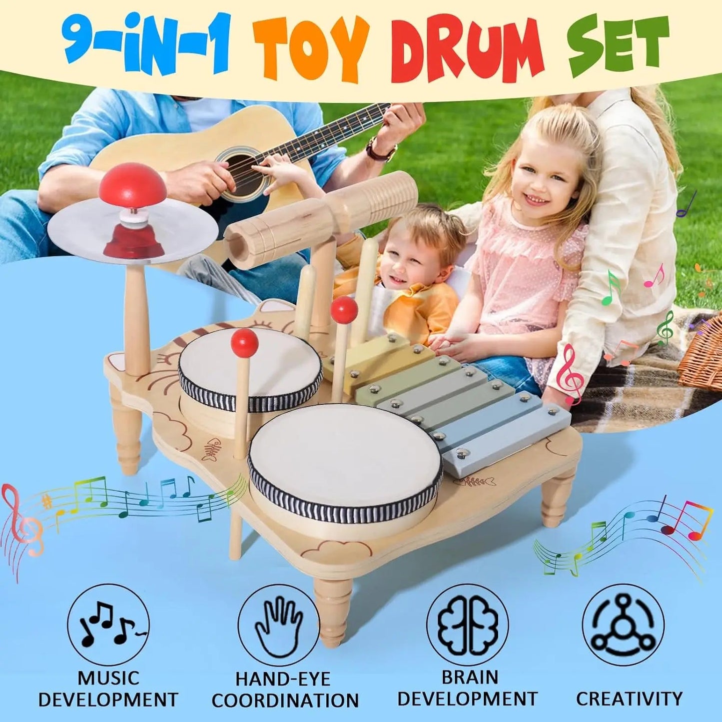 Multifunctional Wooden Music Table – Early Learning Drum Set for Babies! - Toys Market