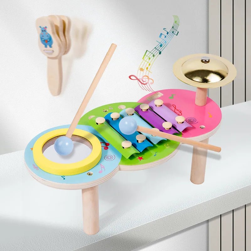 Multifunctional Wooden Music Table – Early Learning Drum Set for Babies! - Toys Market