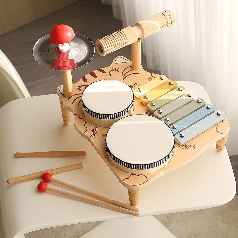 Multifunctional Wooden Music Table – Early Learning Drum Set for Babies! - Toys Market