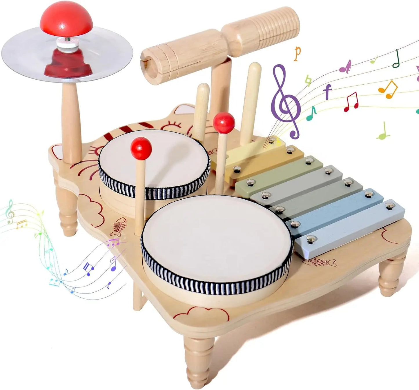 Multifunctional Wooden Music Table – Early Learning Drum Set for Babies! - Toys Market