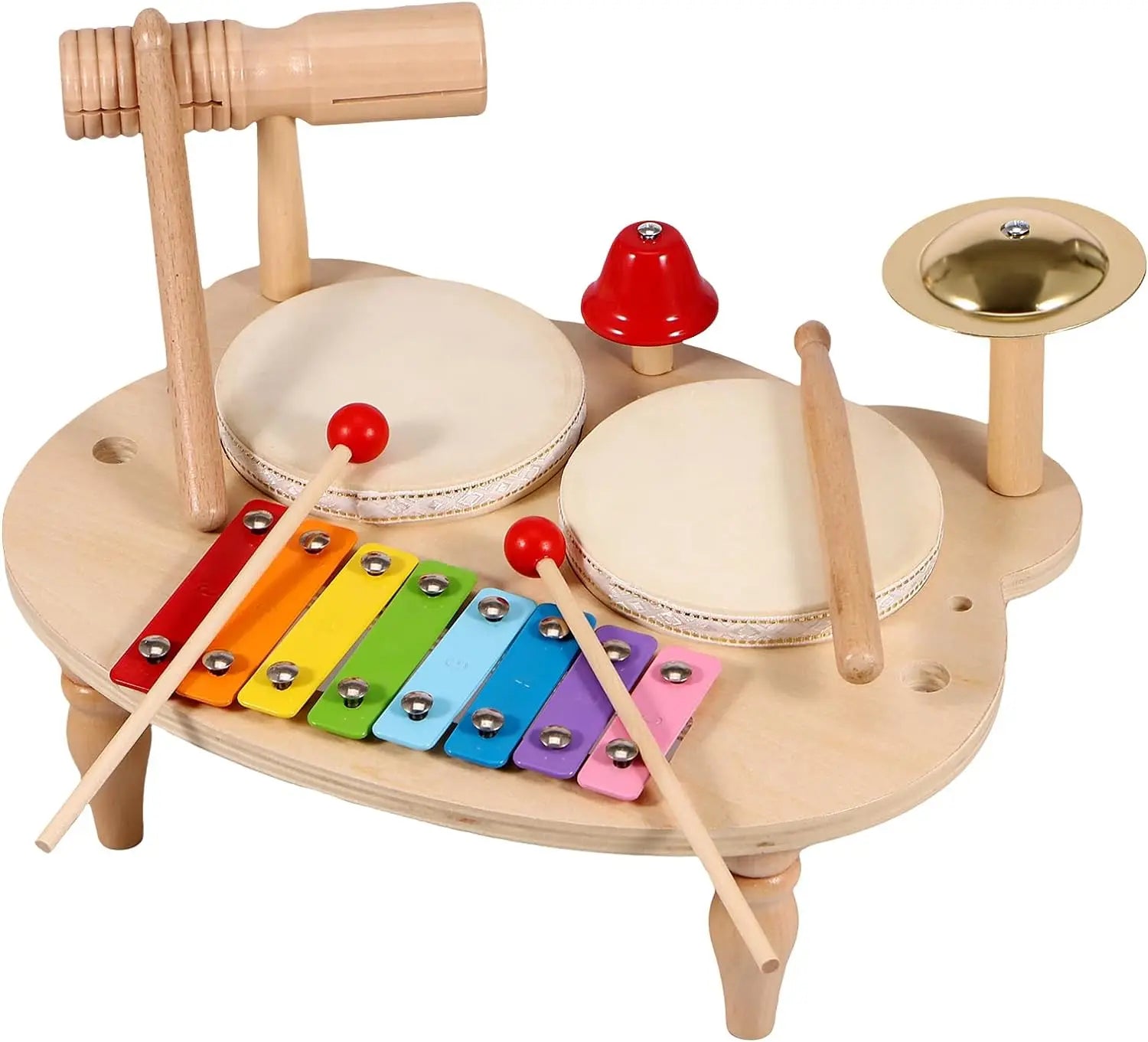 Multifunctional Wooden Music Table – Early Learning Drum Set for Babies! - Toys Market