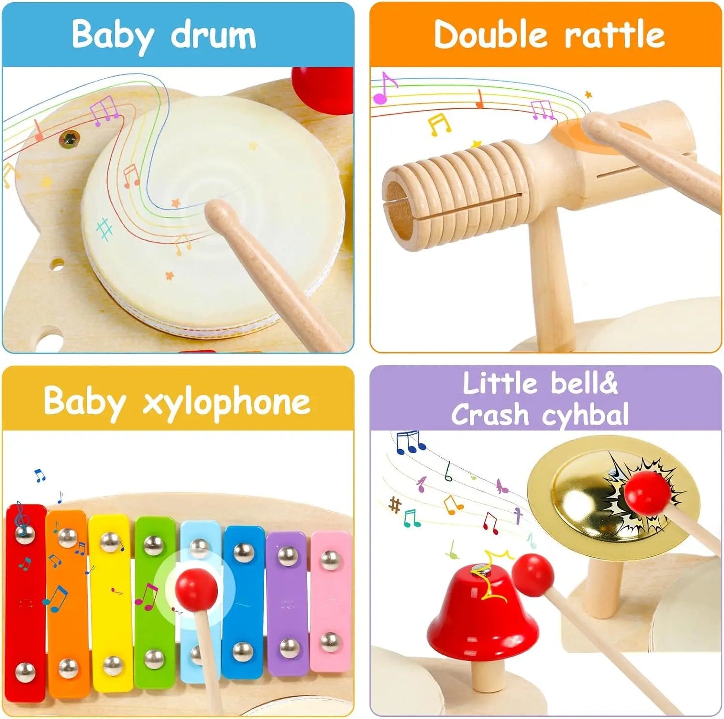 Multifunctional Wooden Music Table – Early Learning Drum Set for Babies! - Toys Market