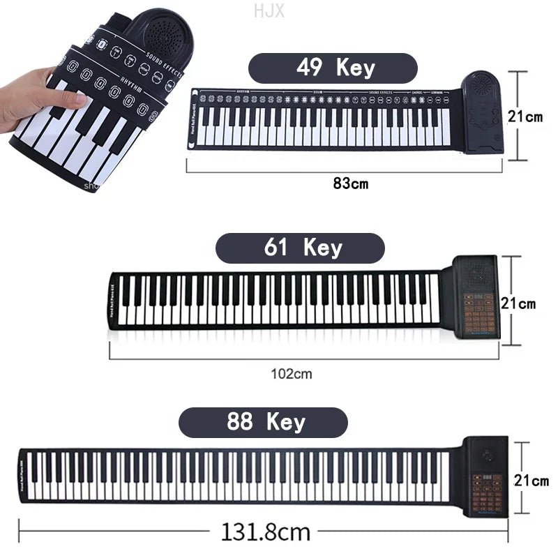 Portable Hand Roll Piano – 88/61 Key Electronic Keyboard for Kids! - Toys Market