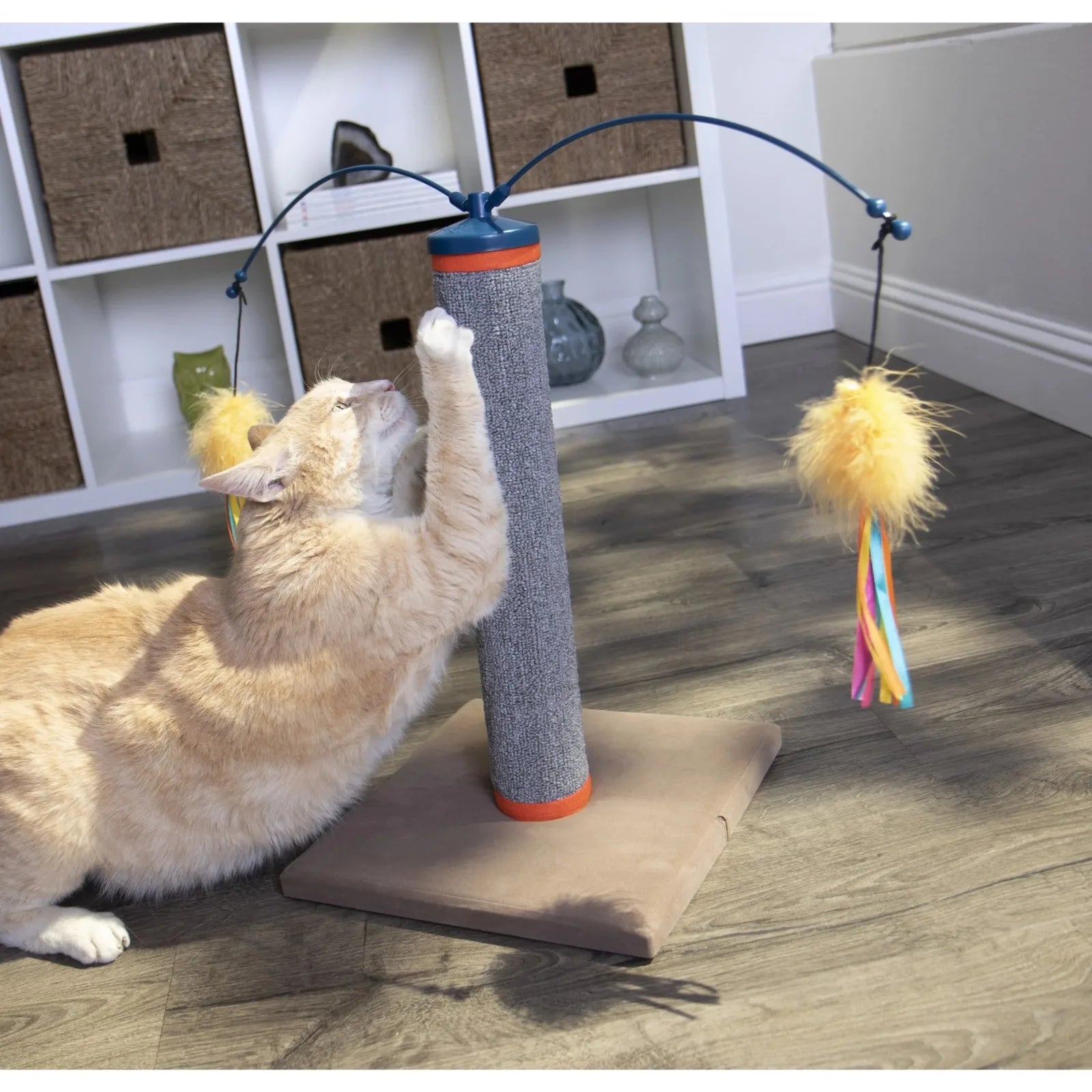 Scratch 'N Spin Carpet Cat Scratching Post with Interactive Spinning Wand Cat Toys - Toys Market