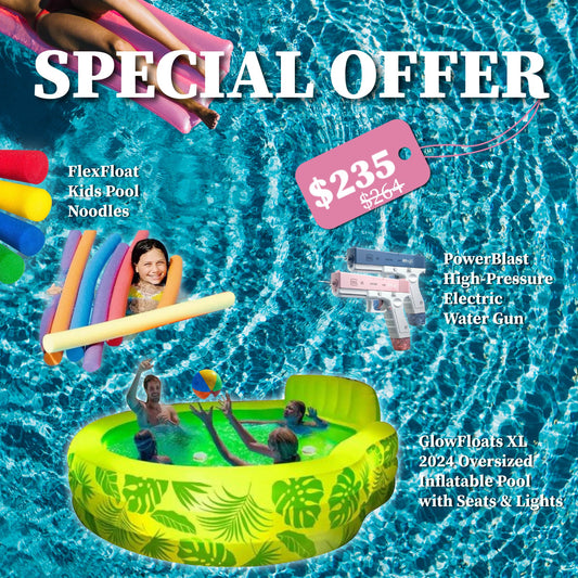 Ultimate Summer Splash Bundle – PowerBlast Guns, GlowFloats XL Pool & FlexFloat Noodles! - Toys Market